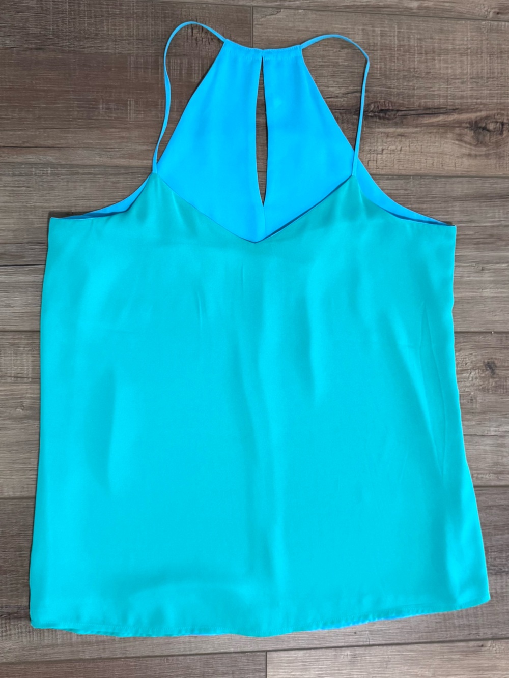 Express Women's Kelly Green & Sky Blue Reversible Halter Tank Top